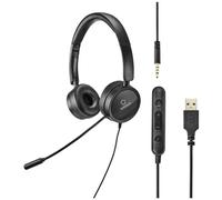 Renkforce RF-HS-360 Computer Cuffie On Ear via cavo Stereo Nero regolazione del volume, Muto