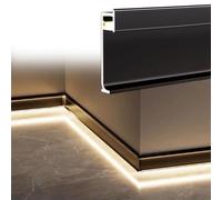 RENLXFI Veletta LED Soffitto Battiscopa in Alluminio Nero per Strisce LED