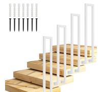 Renmlion Corrimano a balaustra a Forma di U Bianco per Scale, Kit di corrimano di Transizione in Metallo Quadrato, ringhiera per Scale Interne ed Esterne per gradini in Cemento e Legno(100cm)