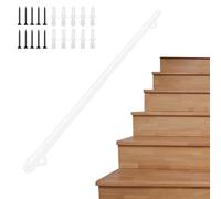 Renmlion Corrimano per Scale Bianco｜Corrimano per ringhiere Moderne per gradini Interni ed Esterni｜Ringhiera per Scale in Ferro battuto con Montaggio a Parete e Barra di Sostegno di Sicurezza(240cm)