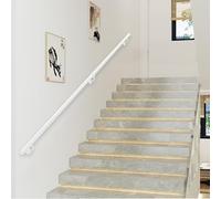 Renmlion Corrimano per Scale in Metallo Bianco｜corrimano per Scale da Parete｜Corrimano per Scale in Ferro battuto per gradini Interni ed Esterni｜corrimano in Tubo Tondo per corridoi，soppalchi(200cm)