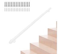 Renmlion Corrimano per Scale industriali, corrimano a Parete per Scale Interne｜Kit ringhiera per Scale Tubo Tondo, Barra di Sostegno in Ferro battuto per gradini Esterni｜Bianco(250cm)