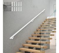 Renmlion Corrimano per Scale Moderne per corrimano per Interni ed Esterni｜1m 1.5m 1.8m 2m 2.5m 3m Tubo Tondo Corrimano per Scale Ringhiera Maniglione di Sicurezza per corridoi con raccordi(210cm)