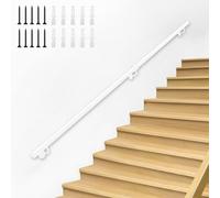 Renmlion Corrimano per Scale Moderno - Kit Completo，corrimano in Tubo di Ferro Industriale Supporto a Parete Barra di Sostegno，ringhiera Rotonda per Scale per Interni ed Esterni(570cm)