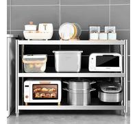 Renmlion Scaffalatura in acciaio inossidabile a 3 livelli, Scaffale moderno multiuso in metallo per microonde, scaffale per piante scaffale resistente per cucina, soggiorno, ufficio(80x40x80cm)