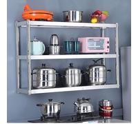 Renmlion Scaffale in acciaio inossidabile a 3 livelli，scaffale multiuso in metallo montaggio a parete，scaffale commerciale per microonde per cucina，ristorante, ufficio, garage, patio(80x35x75cm)