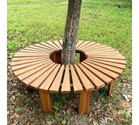Renmlion Sedile semicircolare per albero Panca avvolgente per albero｜Panca a doghe da giardino per esterni Panchine circolari in legno｜Sedia per patio per tutte le stagioni per balcone Cortile