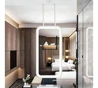 Renmlion Specchio da soffitto con luce a LED｜Specchi per trucco e trucco bianchi per il bagno｜Grande specchio da parete Specchio decorativo con asta sospesa per soggiorno Camera da letto(40cmx70cm)