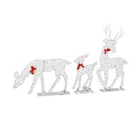 Renna 3D, set di decorazioni natalizie, con luce bianca calda, in ferro, decorazione da tavolo a LED, per interni ed esterni, oro scintillante, paillettes (cervo splendente - 01)