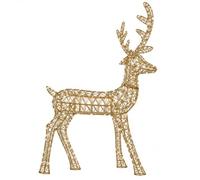 renna a LED, 120 cm, 1200 LED, luce bianca calda, timer, decorazione | BURI X-MAS Art Collection, effetto metallo argentato, cavo di alimentazione da 5 m, spina IP44, alimentato a corrente
