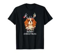 Renna Cavalier King Charles Spaniel Cane Luci di Natale Maglietta