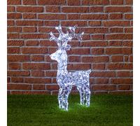 Renna Con Cristalli, 100 Led Bianco Freddo, H70 cm