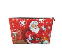 Renna di Babbo Natale e pupazzo di neve con fiocco di neve stampato, Borsa da toilette Borsa per trucco Borsa per cosmetici Borsa da toilette da viaggio portatile