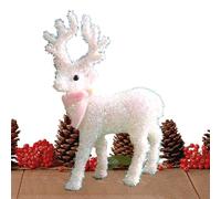Renna di Natale - 13x21 cm Scultura di ornamenti scintillanti, decorazione di cervi festosi, figurina invernale delle vacanze con sciarpa | Decorazioni natalizie all'aperto interno per il portico del