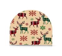 Renna di Natale con motivo scozzese rosso verde portatovaglioli per tavolo cucina decorazione portatovaglioli di carta acrilica per fazzoletti sala da pranzo interna esterna festa accessori