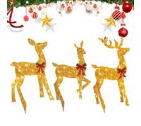 Renna di Natale da Esterno 3 Pezzi Decorazione Acrilico 2D Luminoso Feste | Ornamento Decorativo per Esterno per Giardino Portico Terrazza Posteriore Cortile Stagione