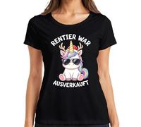 Renna esaurita unicorno Natale cappello regalo donna t-shirt, Nero , L
