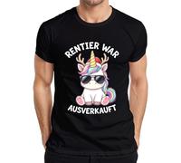 Renna esaurita unicorno Natale cappello regalo uomo t-shirt, Nero , L