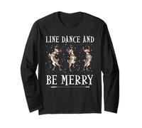 Renna Natale Dancing Line Dance And Be Merry Festive Maglia a Manica