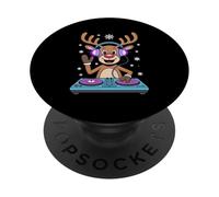 Renna Natale Dj Musica Festiva Divertente PopSockets PopGrip Adesivo