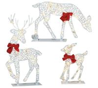 Renna natalizia illuminata, cervo incandescente di Natale, decorazioni luminose per cortile di renne, decorazioni natalizie per esterni, cervo creativo e festivo con fiocco per la casa, 32 x 31 x 4