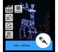 RENNA NATALIZIA LUMINOSA LED ESTERNO IP44 FREDDA ICE 3D NATALE 75Cm AIGOSTAR