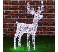 BAKAJI Renna Natalizia Luminosa Addobbi Arredo per Esterno Giardino 80 Luci LED Bianco Freddo Addobbi 3D Natale Cavo 8mt Struttura in Metallo con Timer Altezza 80 cm