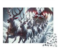 Renna Natalizia Mistica Puzzle 1000 Pezzi Puzzle per Adulti Notte Magica Gioco di Puzzle 1000 Pezzi Famiglia Relax Regalo Decorazione 52x38cm/1000pcs