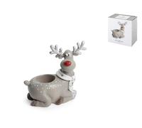 Renna Porta Tealight In Poliresina Colore Grigio Altezza 13 cm H&H
