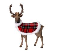 Renna resina con mantello scozzese e corona naturale cm 25,8x12,1xh34,8