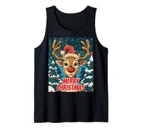 Renna Rudolph Natale Carino Divertente Xmas Natale Canotta