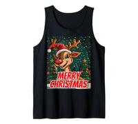 Renna Rudolph Natale Carino Divertente Xmas Natale Canotta