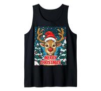 Renna Rudolph Natale Carino Divertente Xmas Natale Canotta