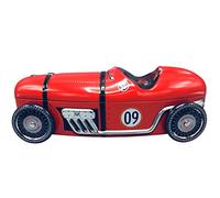 Rennauto n. 09 rosso con ruote girevoli, contenitore per biscotti, lattina di latta per alimenti, volume: 1 l, dimensioni: 28,0 x 10,5 x 12,0 cm