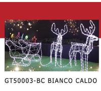 Renne con slitta a led bianco caldo misura 80x20x95 h cm struttura in ferro tubo