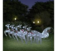 Renne e Slitta di Natale Decorazione Esterni 100 LED Bianco