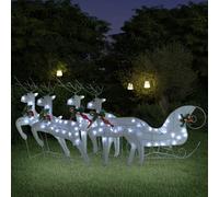 Renne e Slitta di Natale Decorazione Esterni 100 LED Bianco