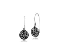 Rennie Mackintosh Rotondo Marcasite Rosa Drop Orecchini IN 925 Argento Sterling