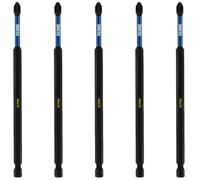Rennie Tools - Set di 5 punte per cacciavite a percussione PH2 lunghe 150 mm. Set di punte magnetiche Phillips n. 2 per avvitatore a percussione, extra lunghe, codolo esagonale, testa a croce,