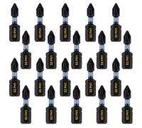 Rennie Tools, set di punte per cacciavite a percussione PH1, 20 x Rennie Tools 25 mm, set di punte per avvitatore a percussione per impieghi gravosi, punta PH1, gambo esagonale, testa a croce,