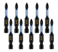 Rennie Tools - Set di punte per cacciavite a percussione PH1, lunghezza 50 mm, con punte elicoidali e punte elicoidali, attacco a croce e attacco a croce, colore: nero