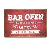 RenokBar Aperto con orgoglio, serviamo qualsiasi cosa tu porti. Cartelli da giardino, cartelli decorativi, decorazioni murali, casa, soggiorno, cucina, bar, decorazioni murali, targhe in alluminio da