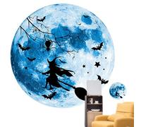 Renopfect Adesivi di Halloween per finestre | Decorazione murale della strega raccapricciante con design della luna | Vinile adesivo del terrore che al buio per il soggiorno e la porta principale
