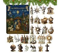 Renopfect Calendario 'Avvento Ciondolo Natale - Calendario Con 24 Ciondoli Della Nascita Di Gesù | Collezionismo Religioso Bidimensionale Per Adulti E Bambini, Regalo Di Famiglia E