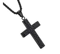 Renopfect Collana con croce da uomo, collana cristiana, con ciondolo a forma di croce, con scomparto segreto per il battesimo religioso e le occasioni casual da donna, Consulte la descripción, acciaio