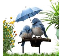 Renopfect Pali da Giardino Decorativi - Inserzione Acrilica per Vasi | Uccellino Blu con Ombrello per Esterni Resistente alle Intemperie Decorazione da Giardino per Prato Patio Cortile Sentiero Vasi
