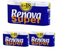 Renova 200061907 Carta Igienica Super Compatta, 6 rotoli, Bianco, 48.8 m (Confezione da 3)