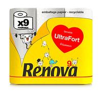 Renova Paperpack Ultra Fort - Carta igienica a 4 strati, imballata in carta, 9 rotoli di plastica