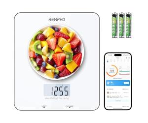 RENPHO Bilancia da Cucina Digitale, Bilancia Elettronica per Alimenti per Cottura e Caffè, Apparecchio Bilancia da Cucina per Keto, Macro, Calorie e Perdita di Peso con App per Smartphone, Bianco