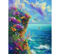 Renqidian Kit Per Punto Croce Per Adulti Principianti Fiori e piante di mare Kits Ricamo Punto Croce Mestieri Decorazioni la Casa-40x50 cm (Tela Prestampata 11CT)